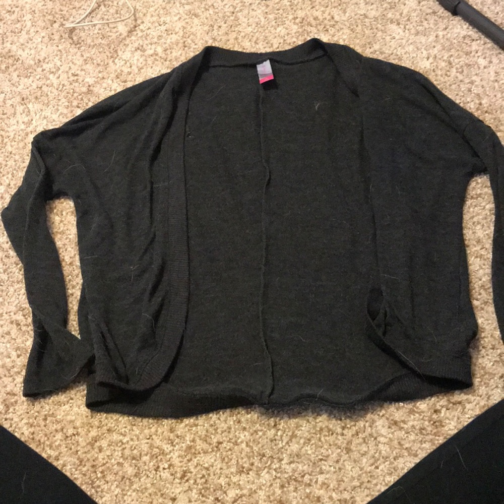 Dark grey sweater cardigan